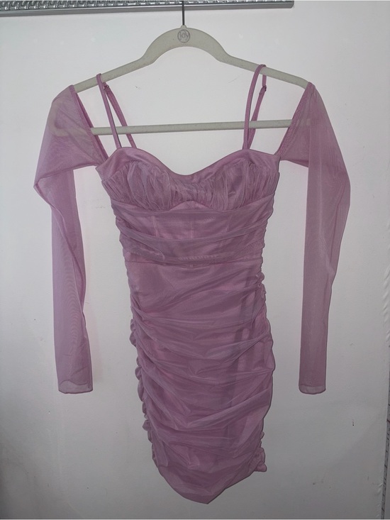 Oh Polly Dresses & Skirts - Oh Polly Lilac Mesh Ruched Off-Shoulder Bodycon Dress